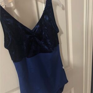 Dark blue velvet top leotard